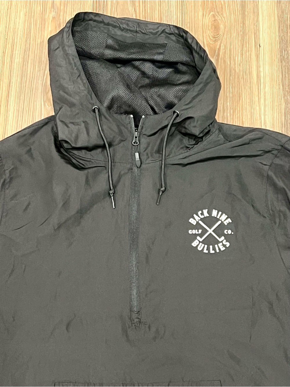 Back Nine Bullies Co. Men’s XL Black Hooded Golf Anorak Jacket
